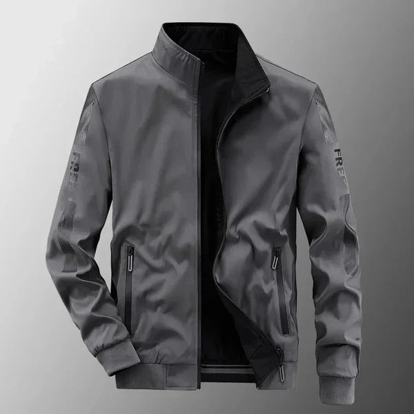 Men's Bomber Jacket Stand Collar Zip - Grey