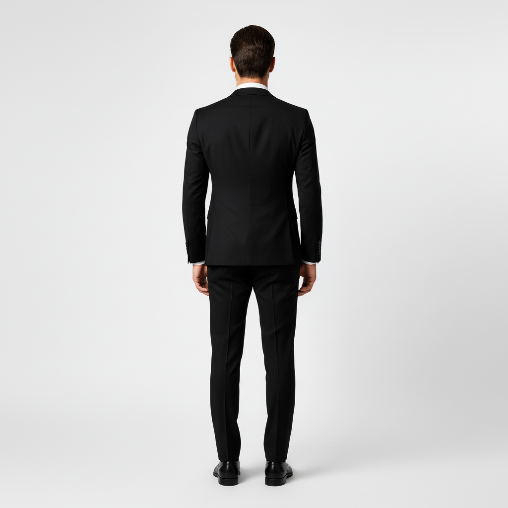 Men's three-piece suit with tailored jacket, waistcoat and trousers