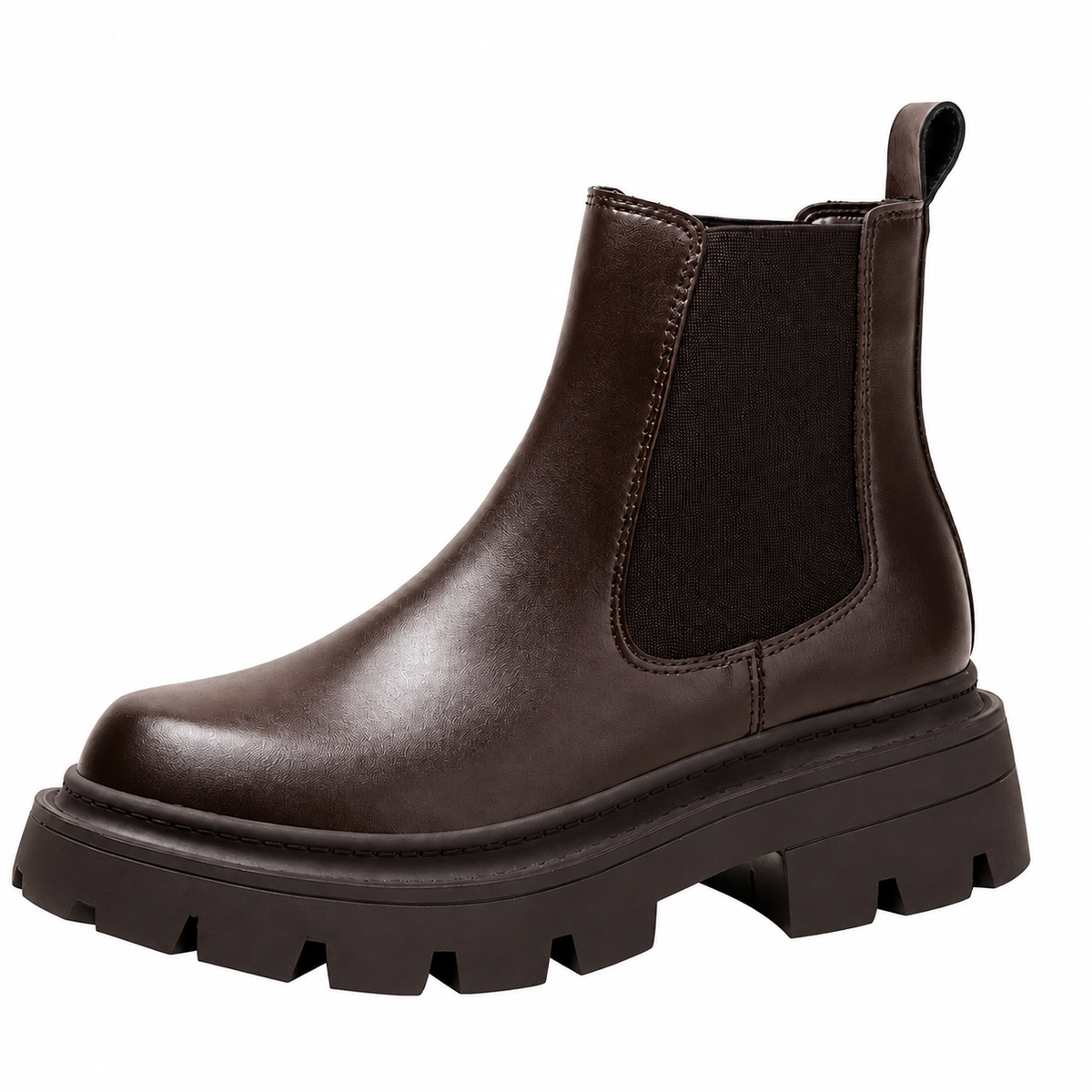Women's Chelsea boots with elastic side panels and chunky lug soles