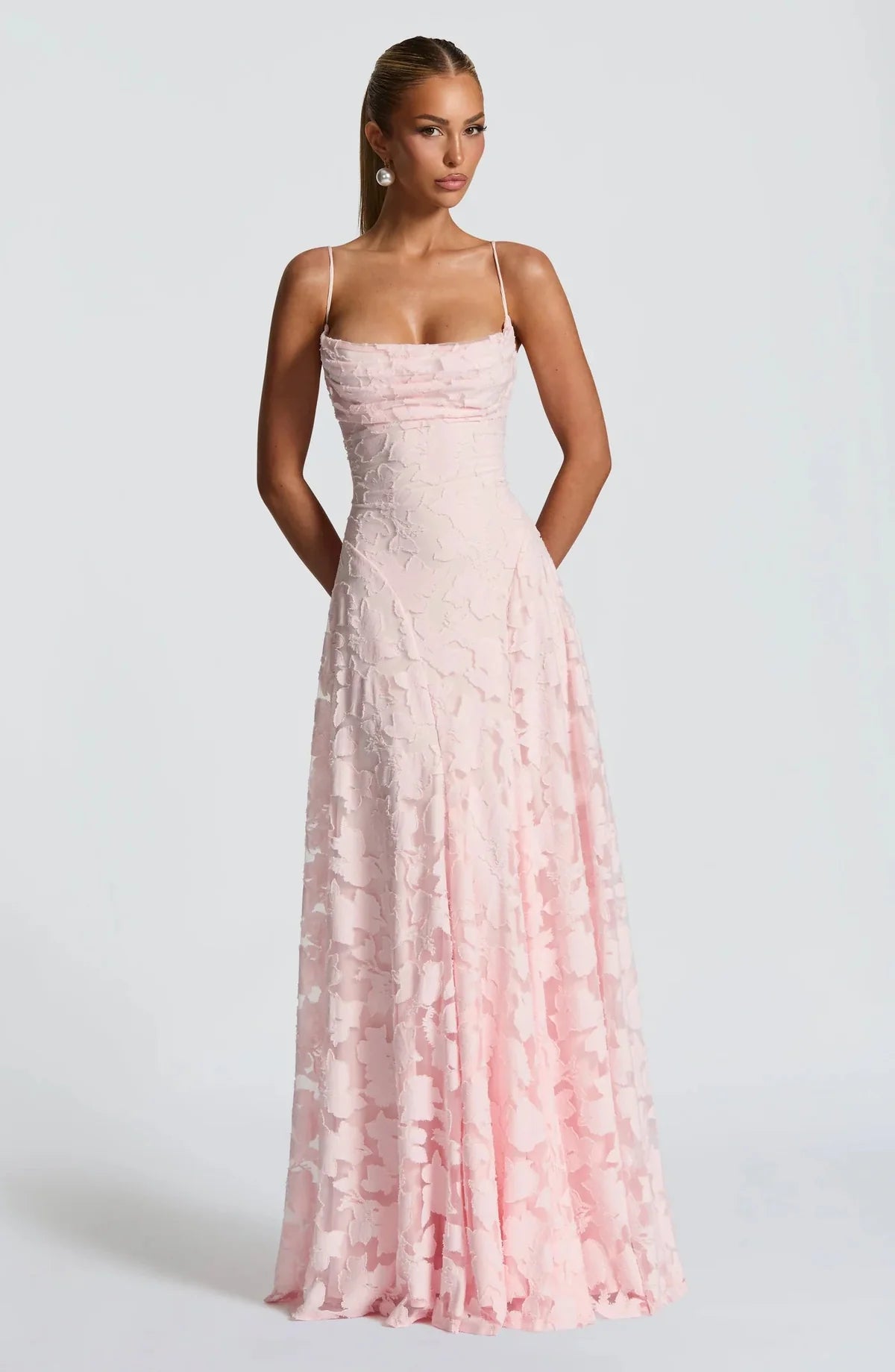 Women’s Floral Cowl Neck Evening Gown