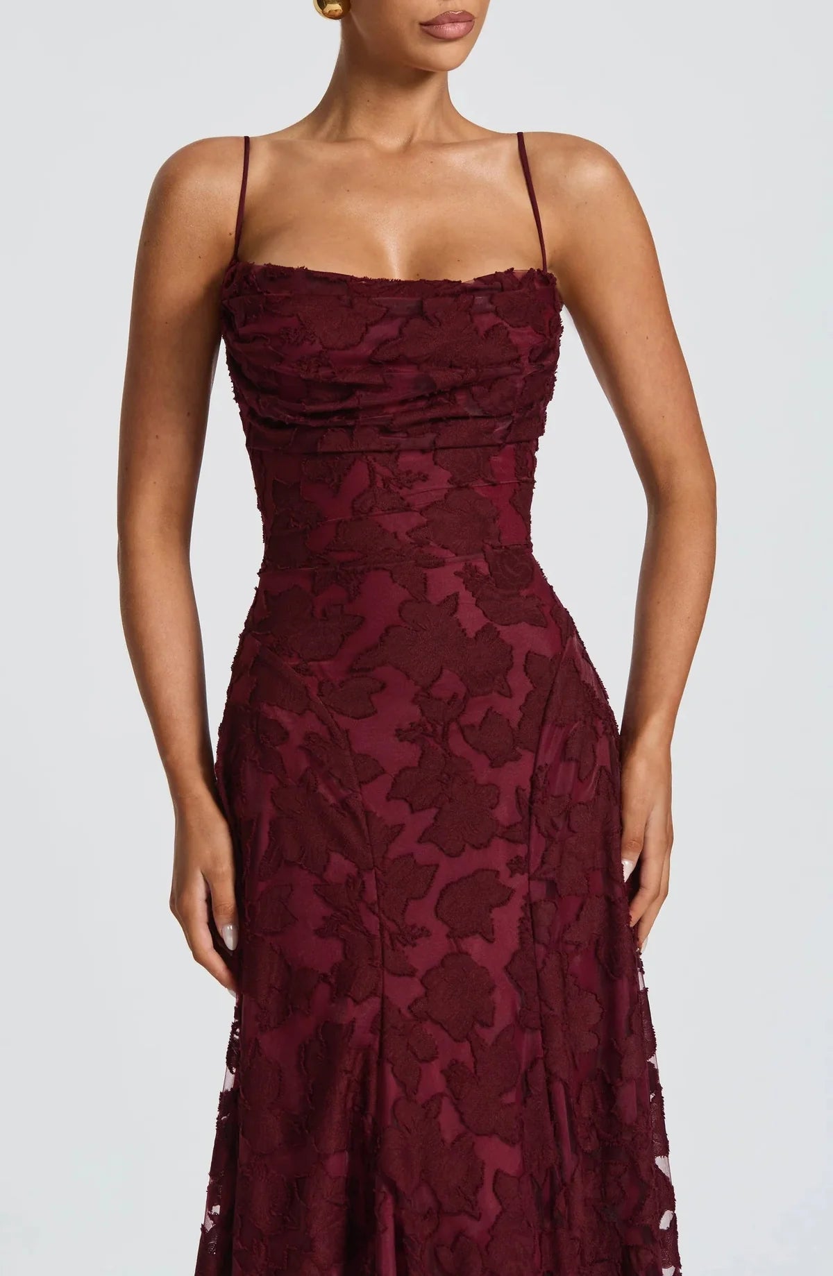 Women’s Floral Cowl Neck Evening Gown