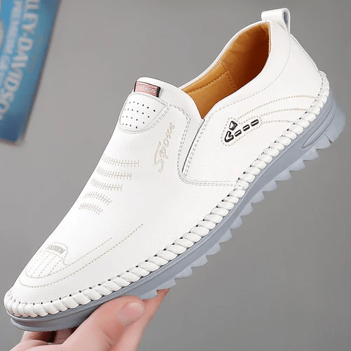 Men's Leather Loafers Slip-On Stitched Detail