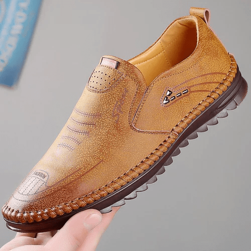Men's Leather Loafers Slip-On Stitched Detail