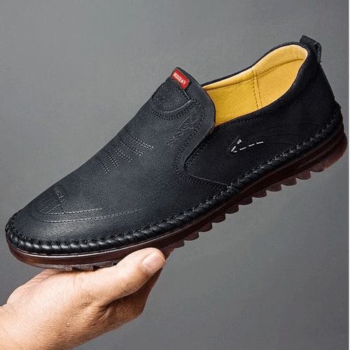 Men's Leather Loafers Slip-On Stitched Detail