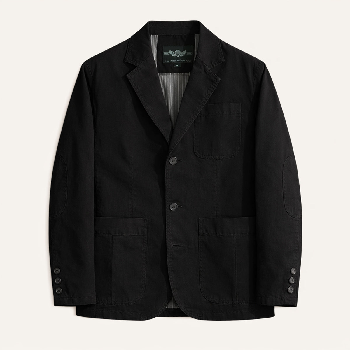 Men's lightweight blazer with notched lapels, button front and patch pockets