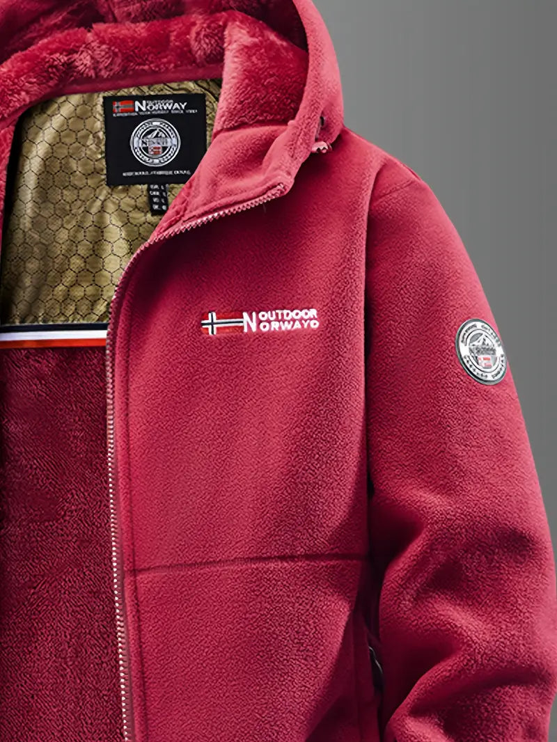 Men's hooded fleece jacket with full zip and zipped pockets
