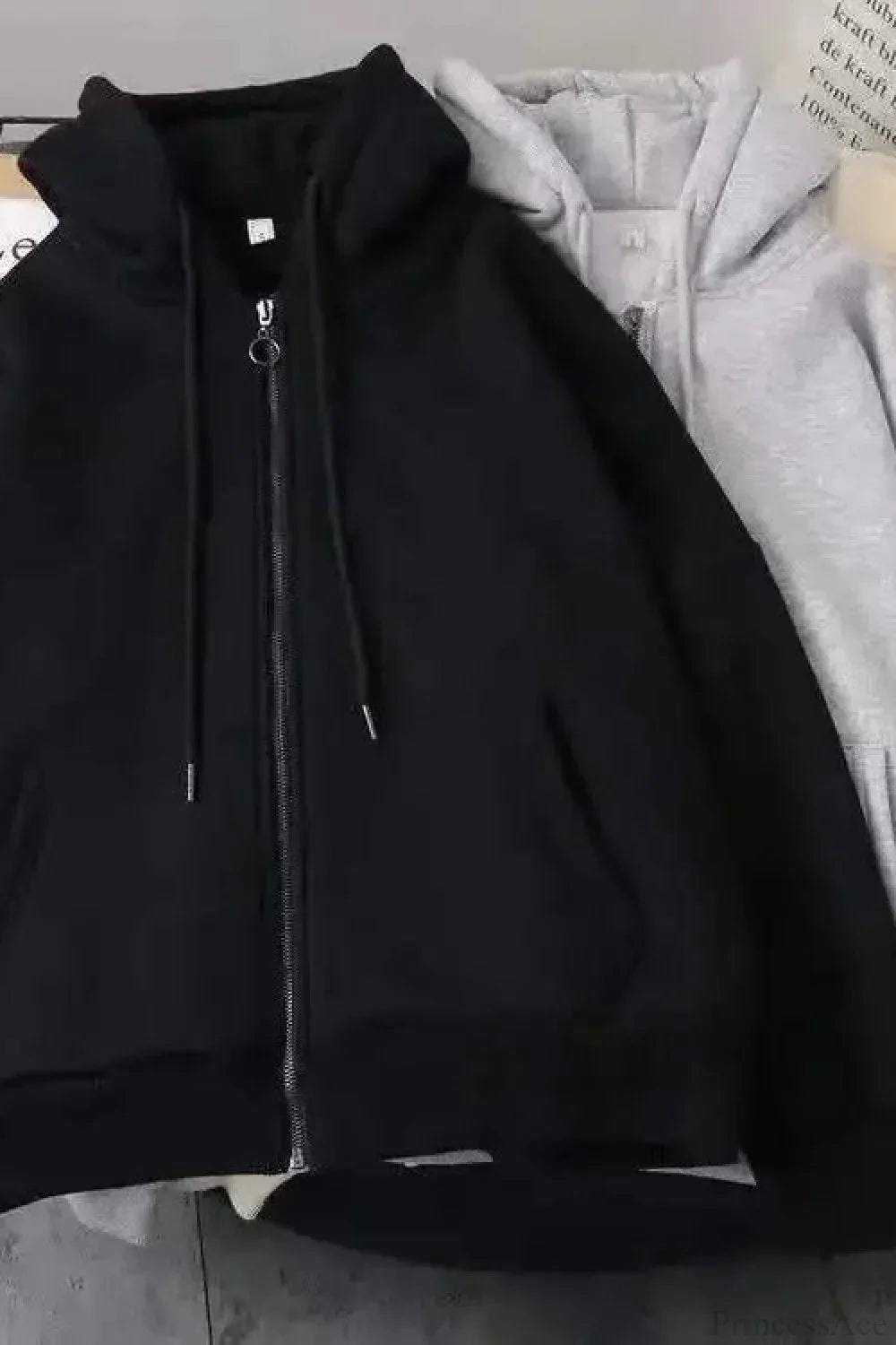 Graphic zip-up hoodie with hood, long sleeves and front pockets