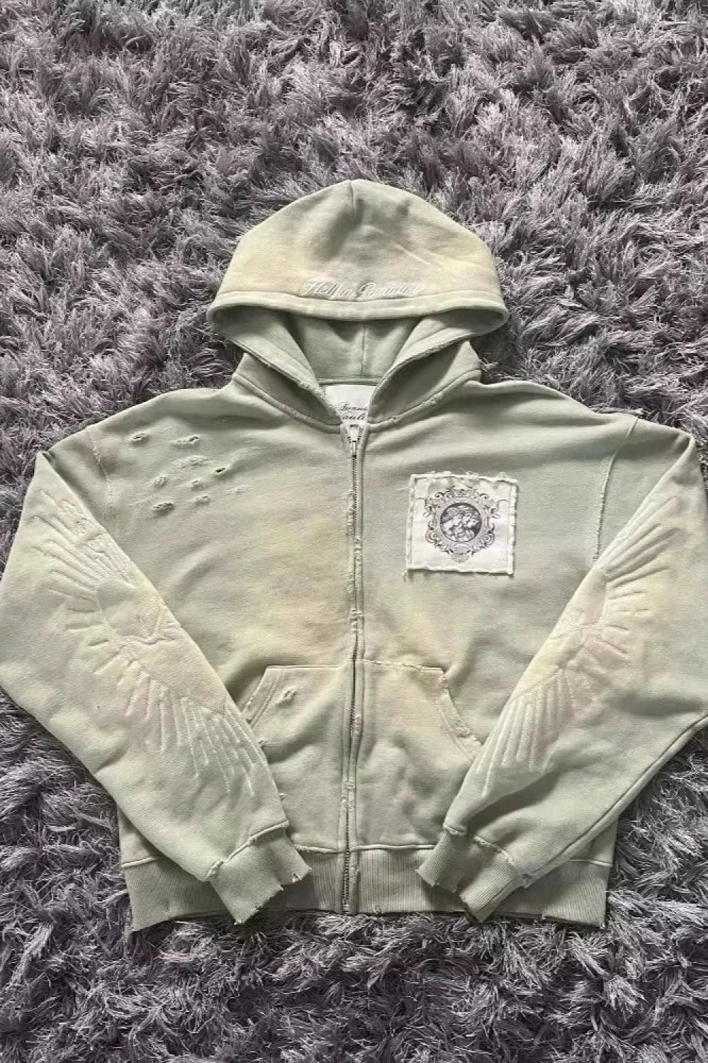 Graphic zip-up hoodie with hood, long sleeves and front pockets
