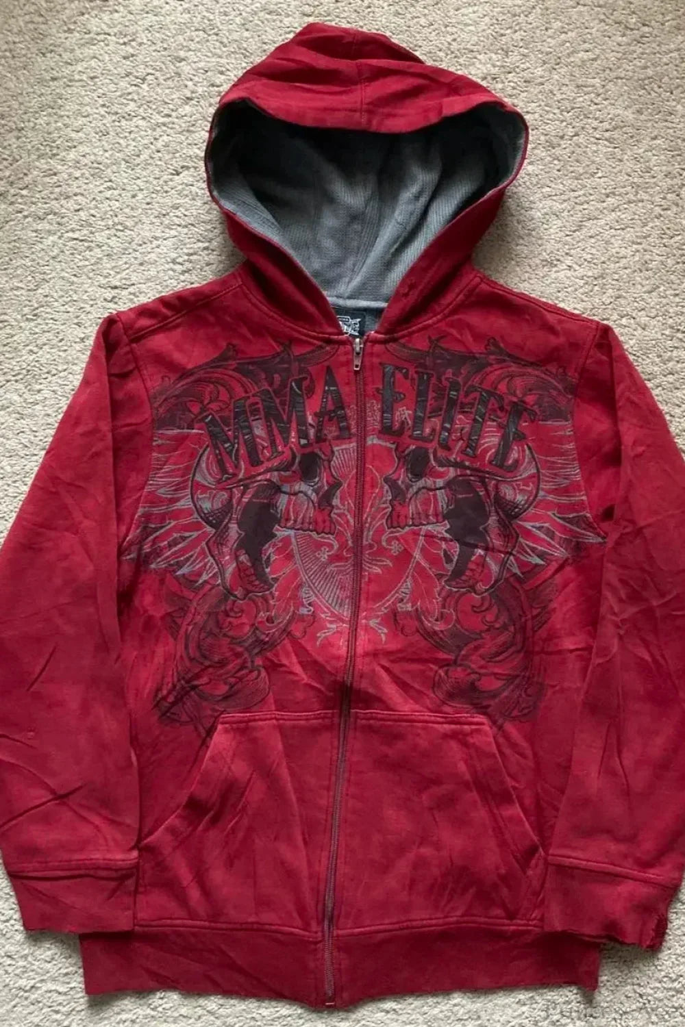 Graphic zip-up hoodie with hood, long sleeves and front pockets