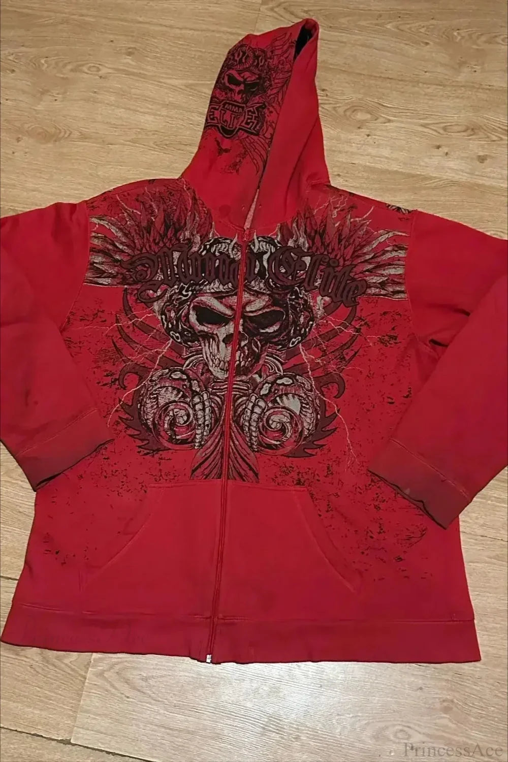 Graphic zip-up hoodie with hood, long sleeves and front pockets