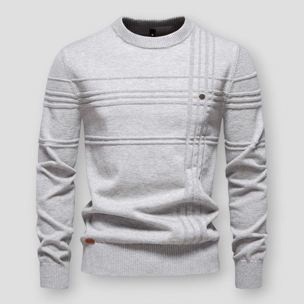 Men's crew neck jumper with long sleeves and tonal stitched detailing