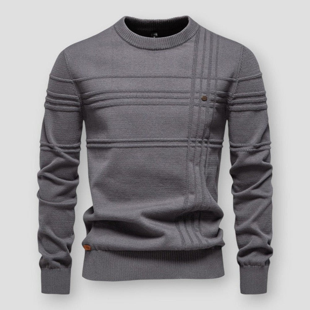 Men's crew neck jumper with long sleeves and tonal stitched detailing