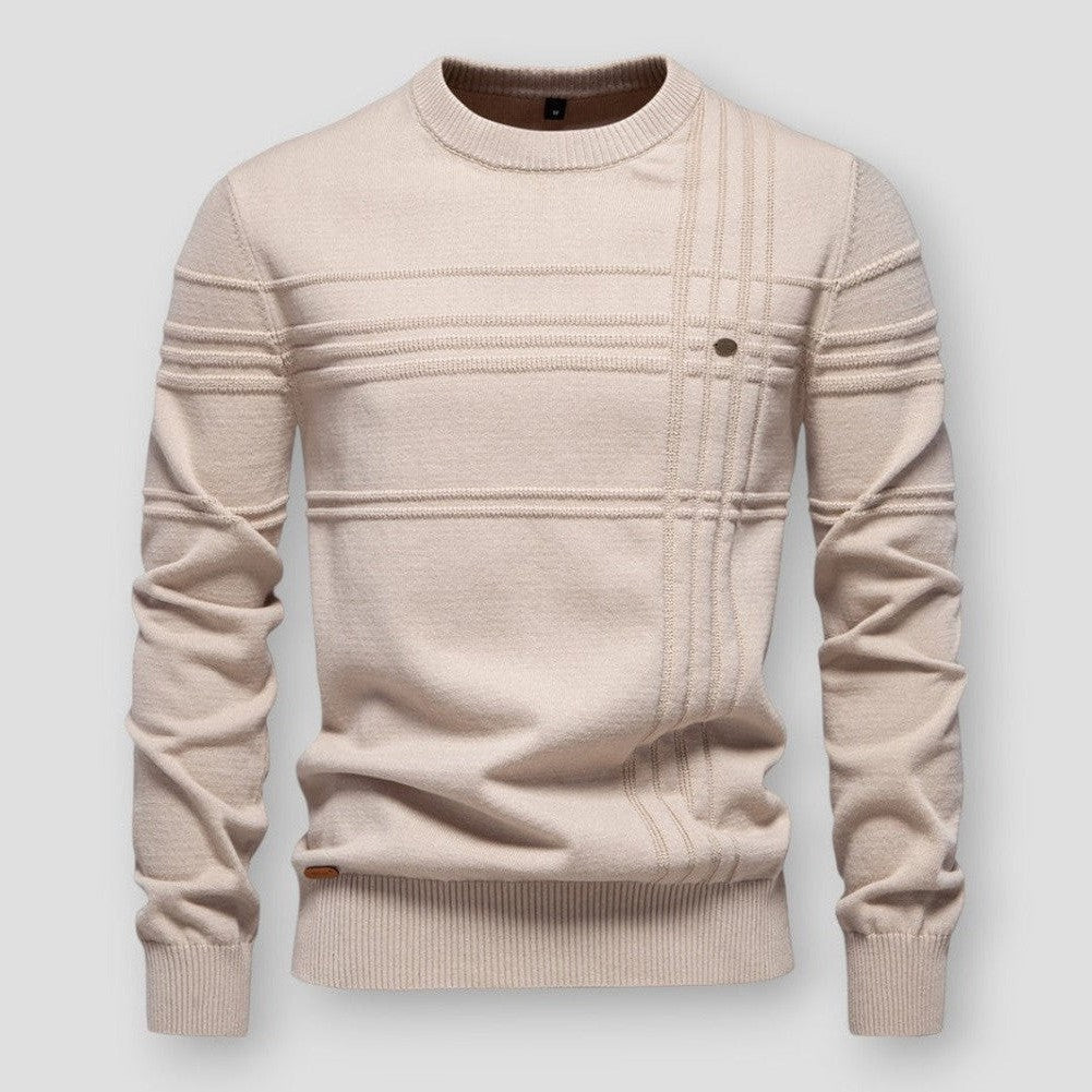 Men's crew neck jumper with long sleeves and tonal stitched detailing