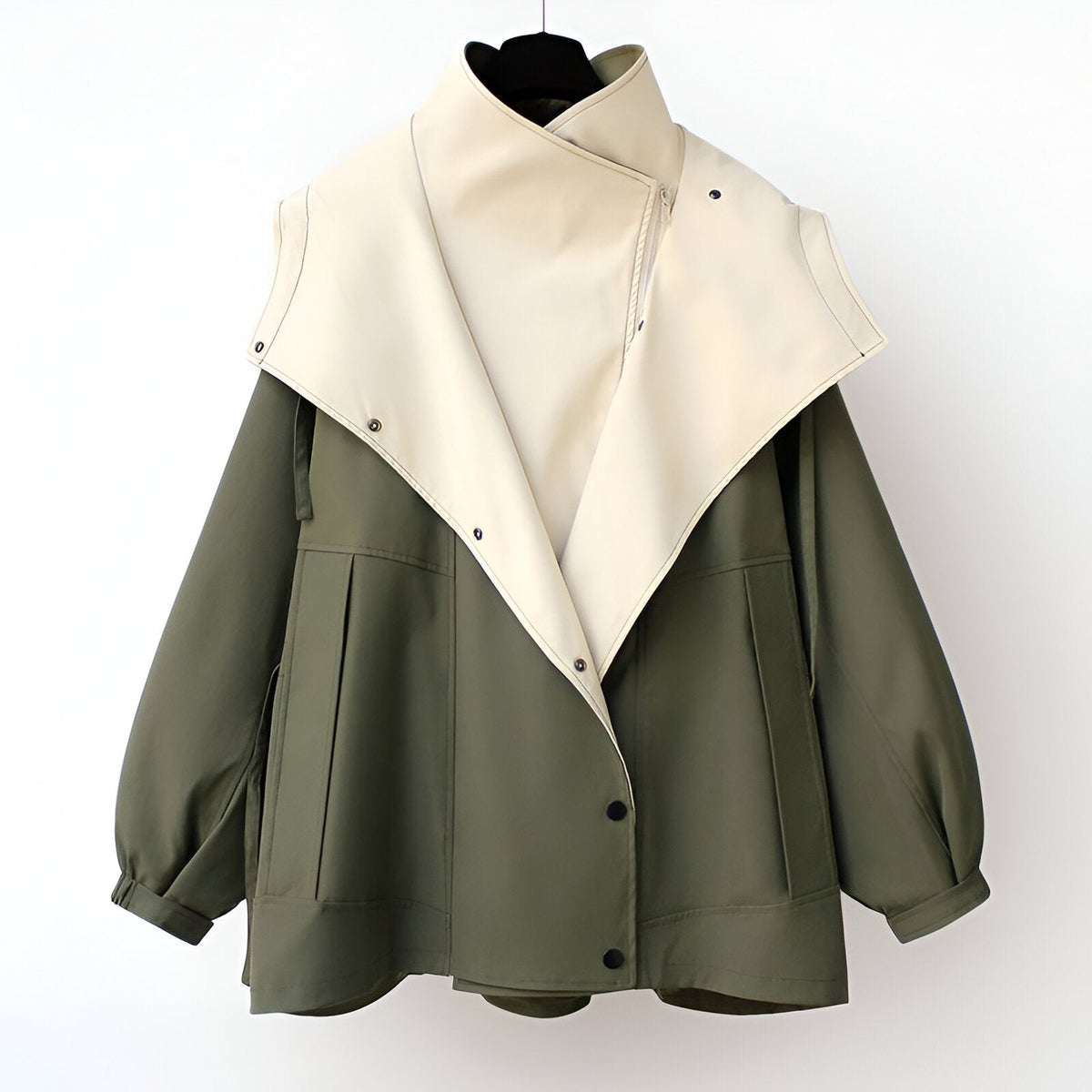 Colour-block windbreaker jacket with hooded collar, long sleeves and front pockets