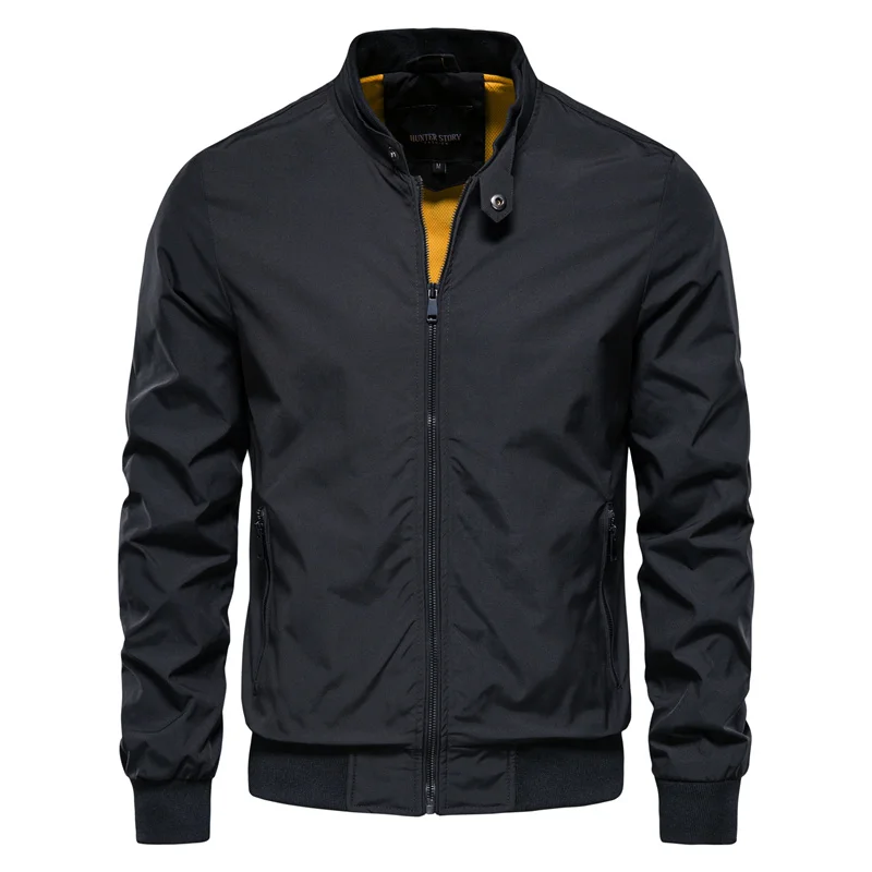Men's Bomber Jacket Lightweight Stand Collar Zip - White