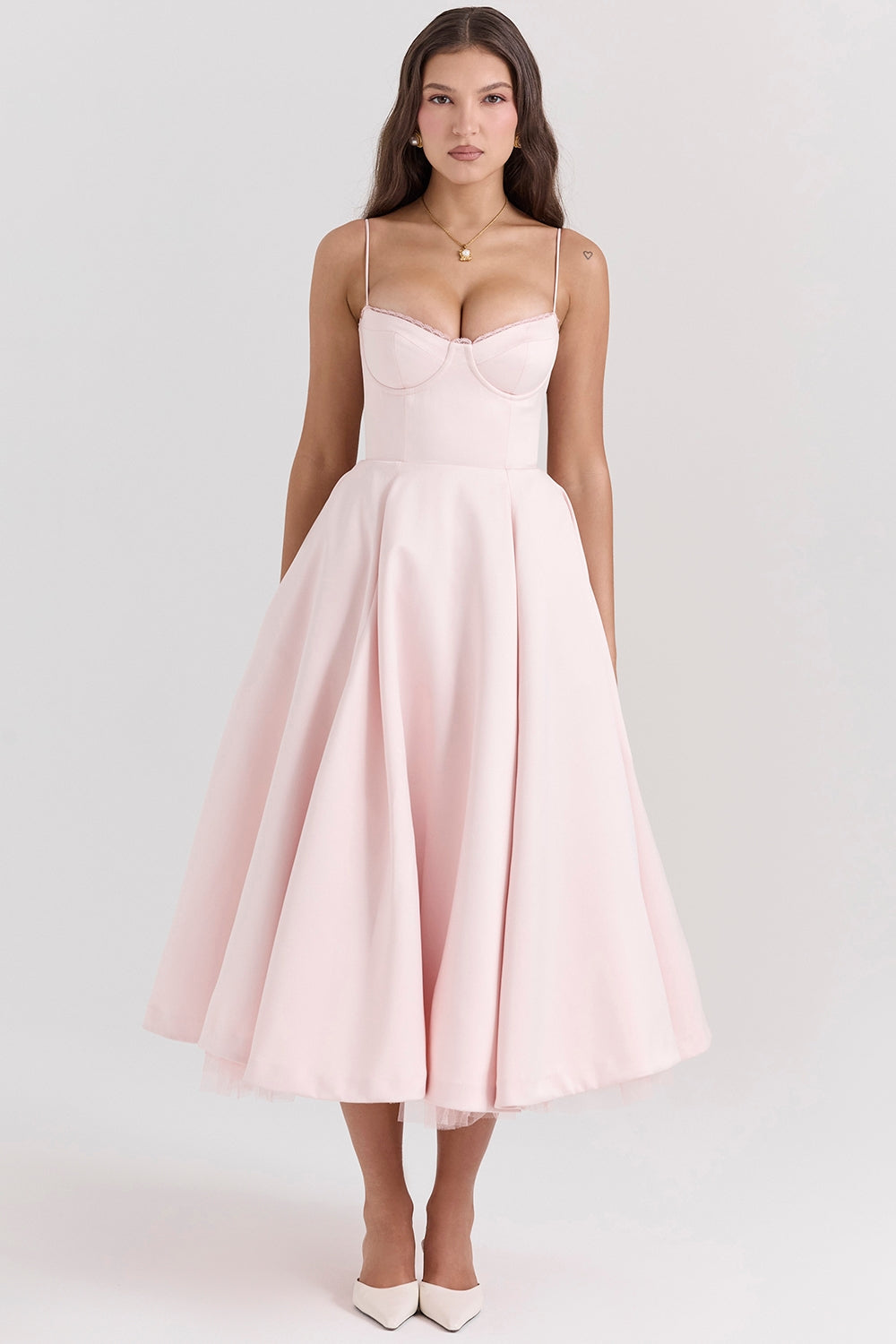 Women's Strapless Midi Dress Flared Fit