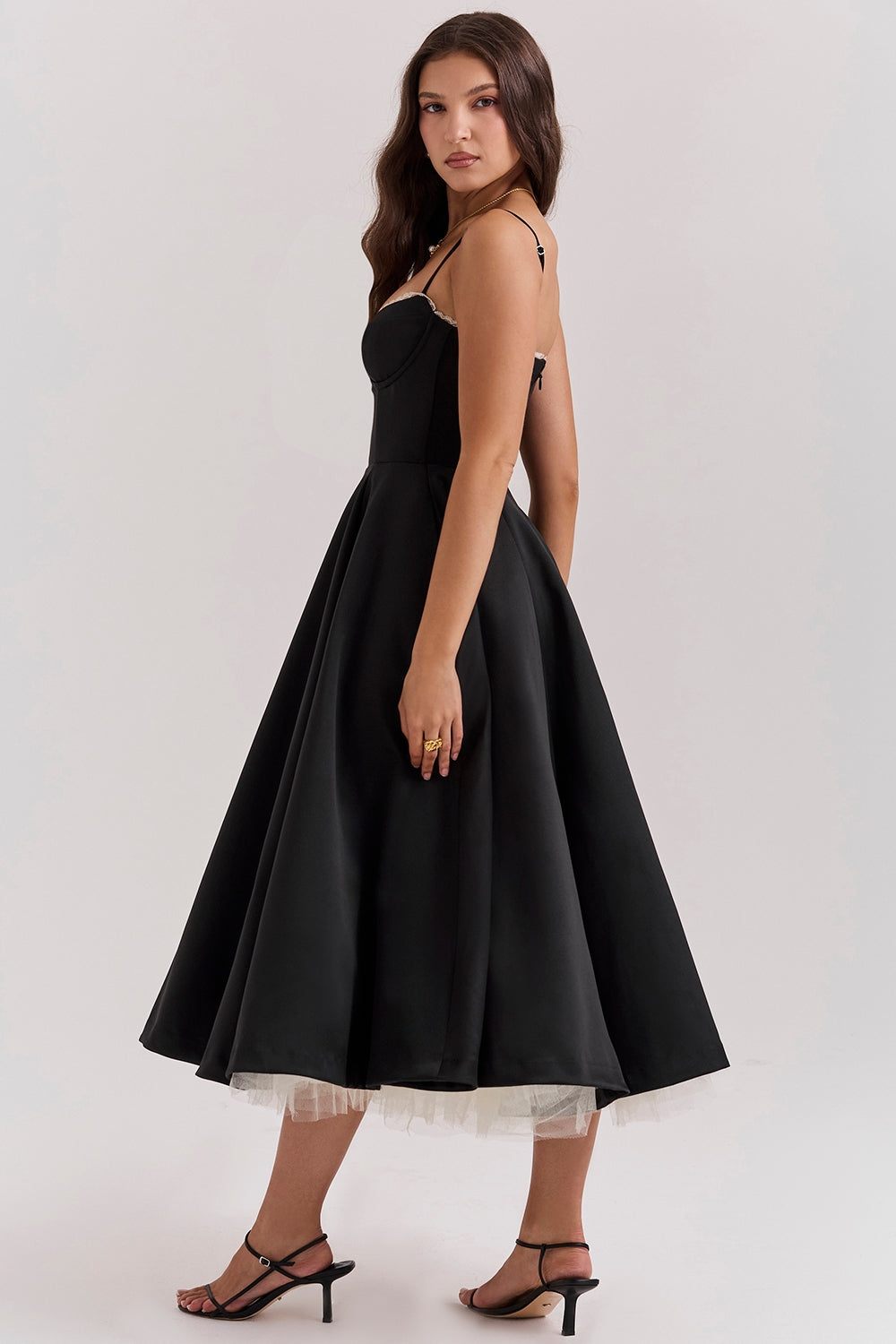 Women's Strapless Midi Dress Flared Fit