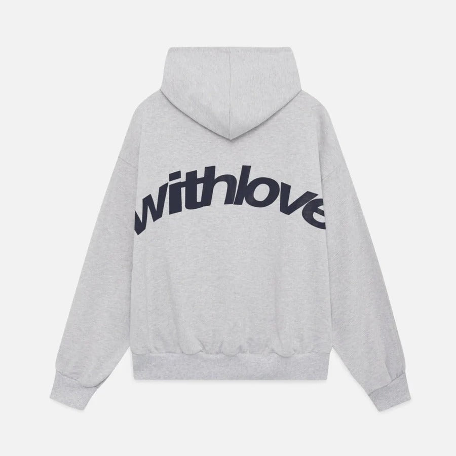 Oversized hooded sweatshirt with contrasting back graphic and ribbed trims