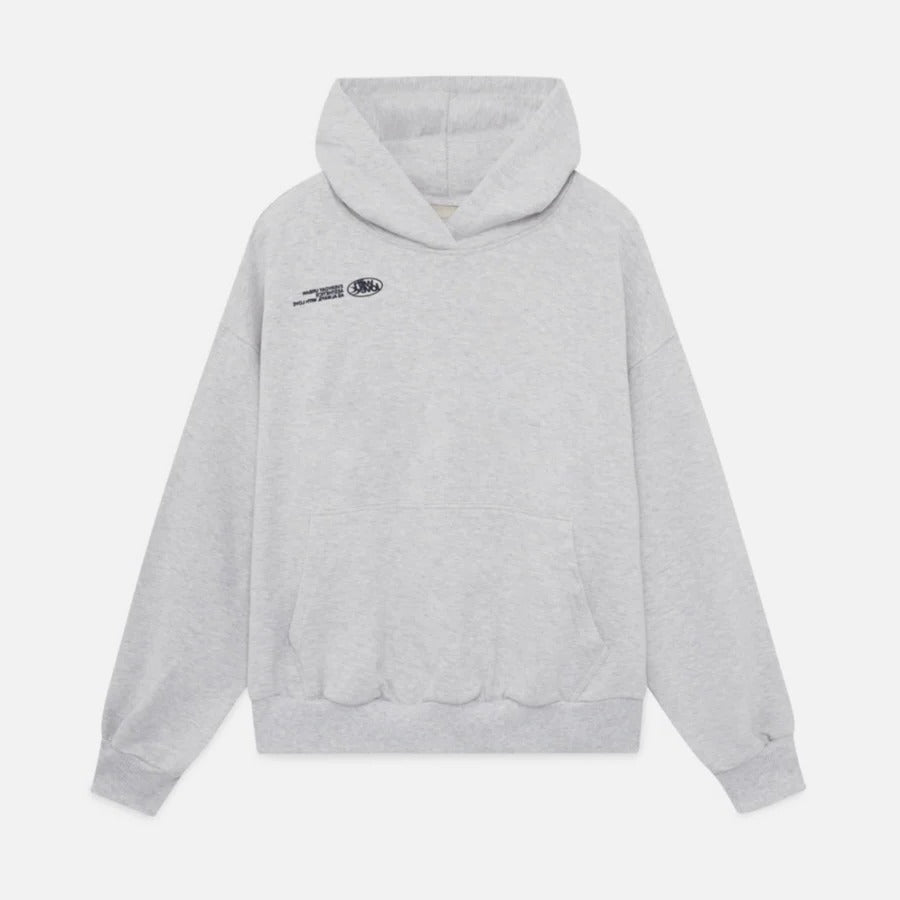 Oversized hooded sweatshirt with contrasting back graphic and ribbed trims