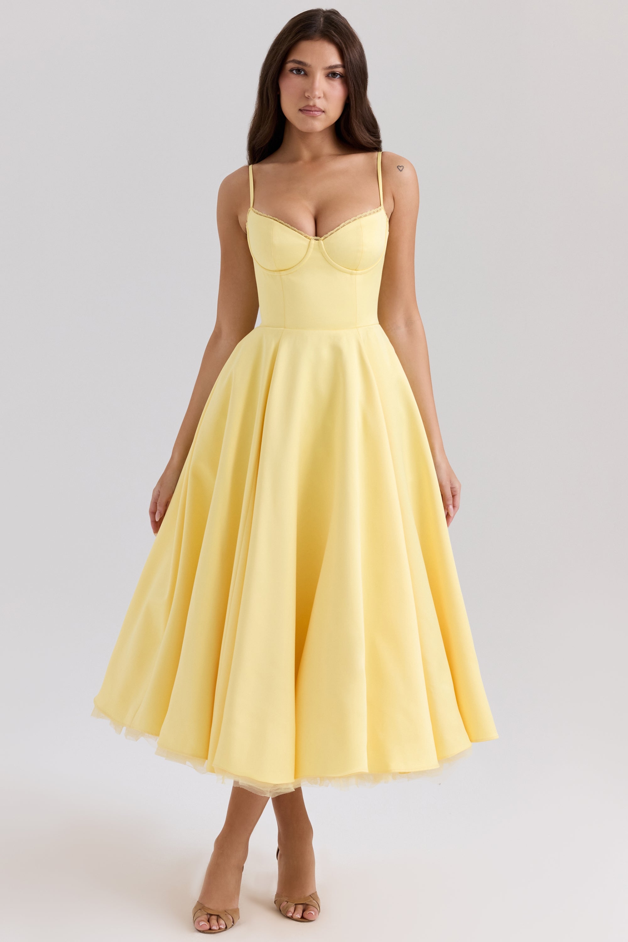 Women's Strapless Midi Dress Flared Fit