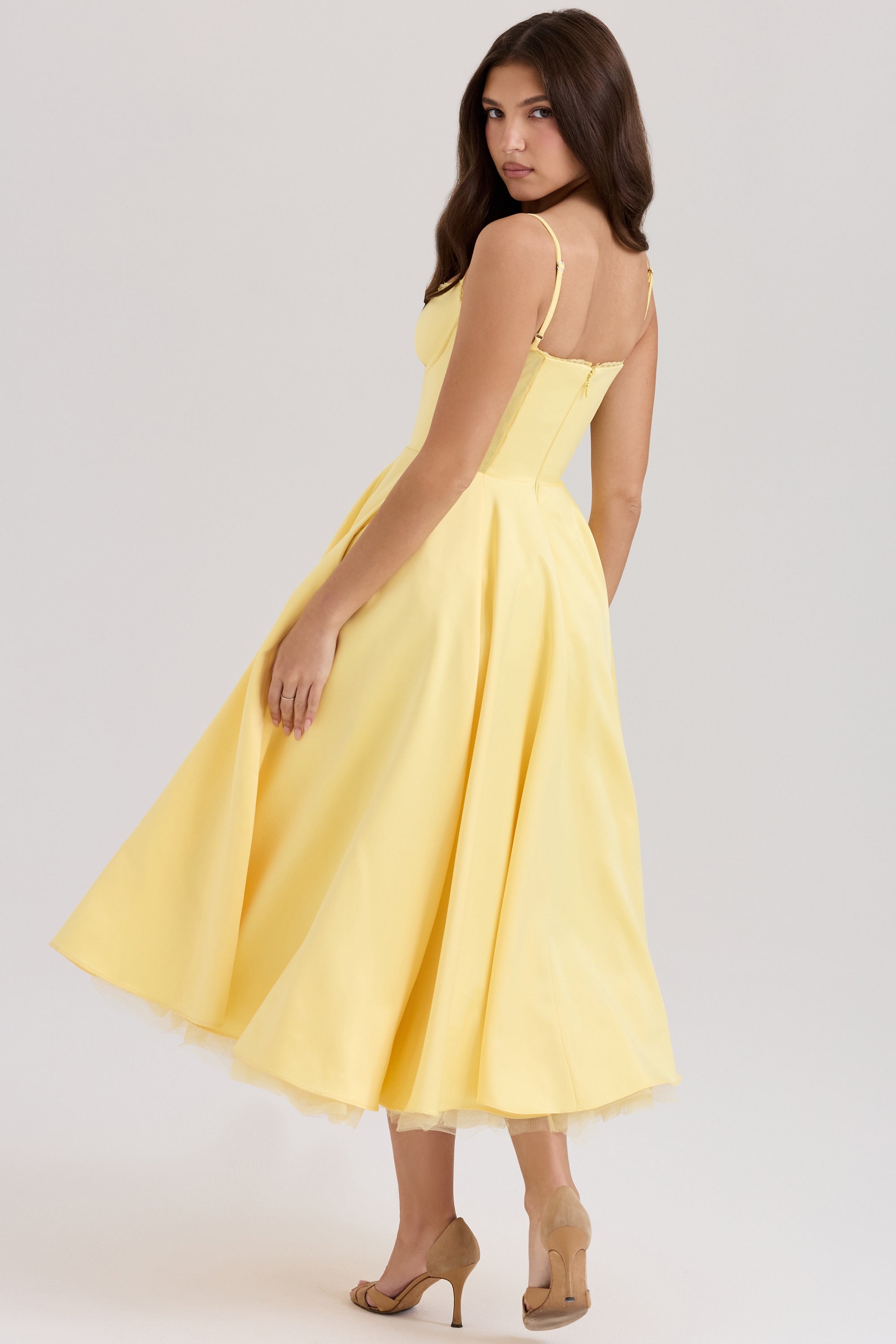 Women's Strapless Midi Dress Flared Fit