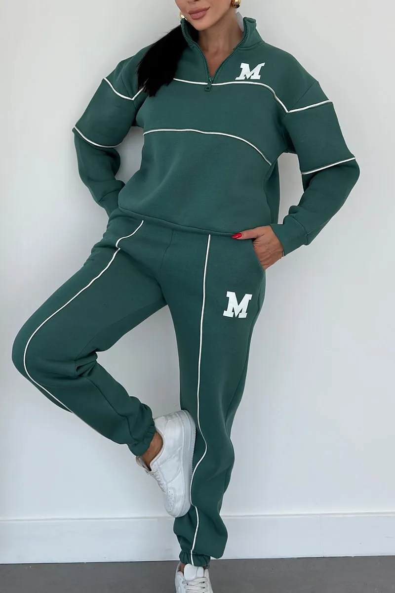 Women's Oversized Tracksuit Set Half Zip High Neck Casual Fit