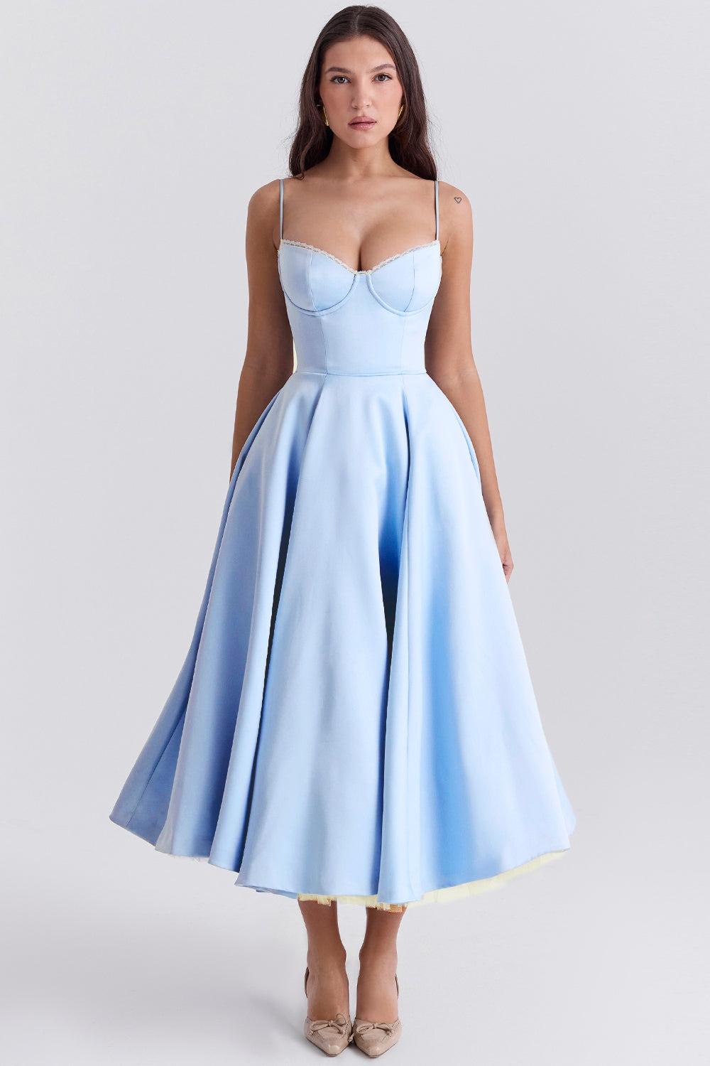 Women's Strapless Midi Dress Flared Fit