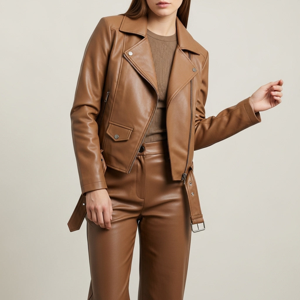Women's long sleeve collared zip jacket with zipped pockets