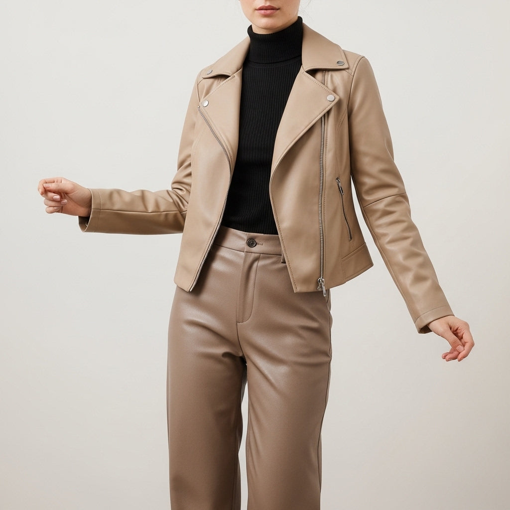 Women's long sleeve collared zip jacket with zipped pockets