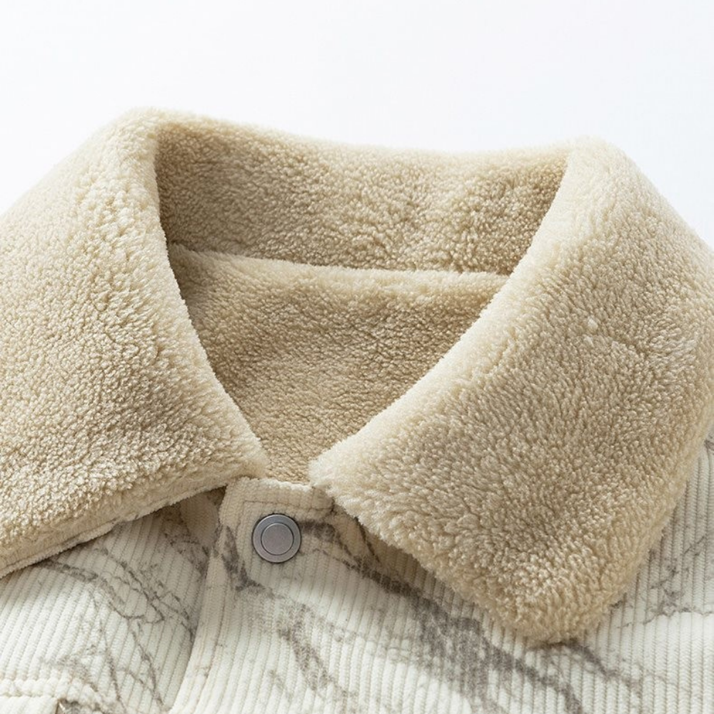 Unisex corduroy jacket with contrasting collar, long sleeves and buttoned chest pockets