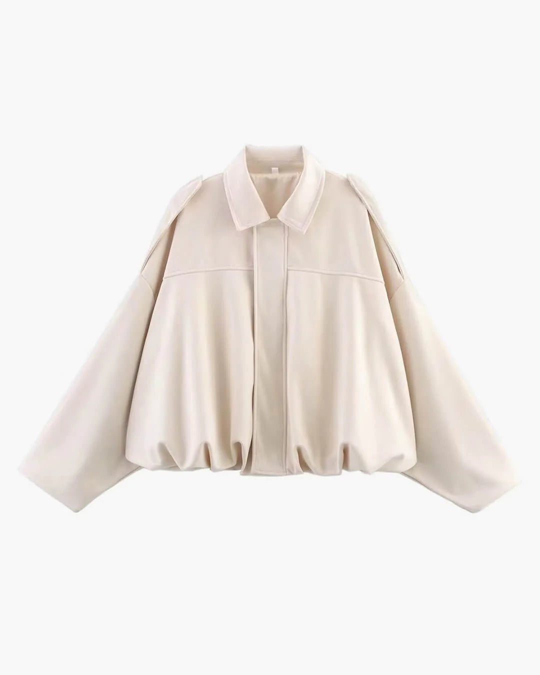 Women's Suede Jacket Oversized Spread Collar Zip - White
