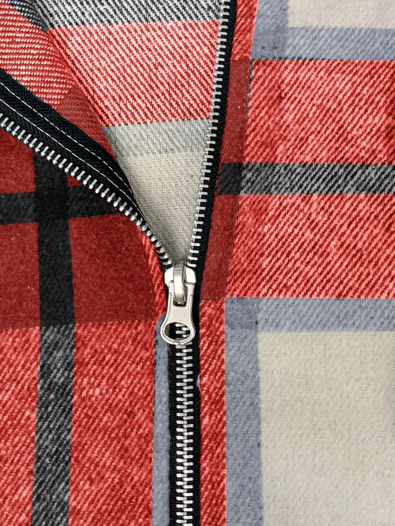 Men's Hooded Jacket Plaid Flannel Zip-Up