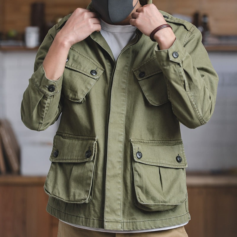 Men's Jacket Military Cotton Four-Pocket
