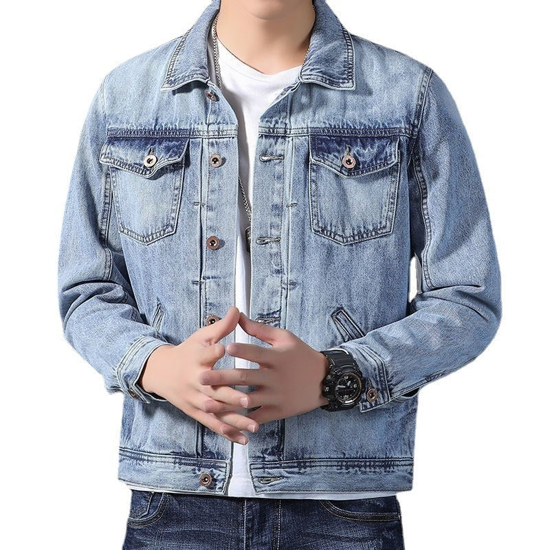Men's Denim Jacket Classic Button-Front Chest Pockets