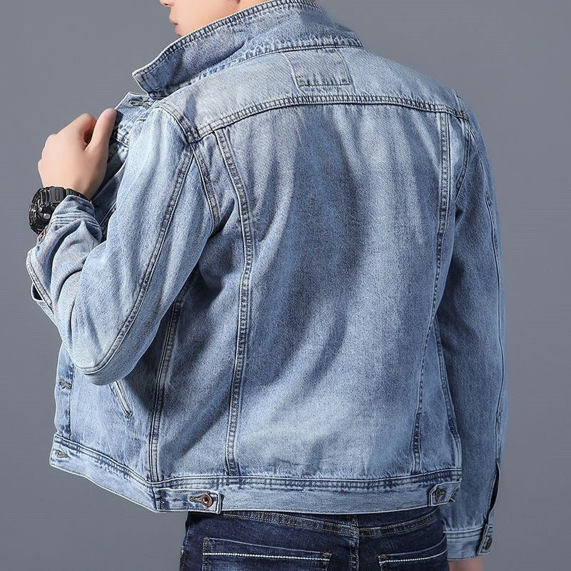 Men's Denim Jacket Classic Button-Front Chest Pockets