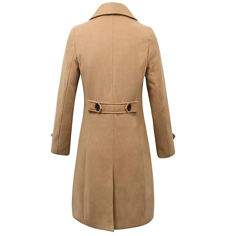 Men's Trench Coat Wool Double-Breasted Longline