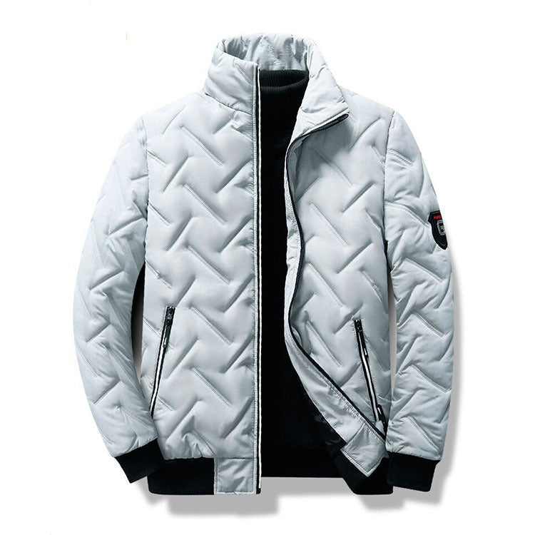 Men's Quilted Bomber Jacket Stand Collar - Grey