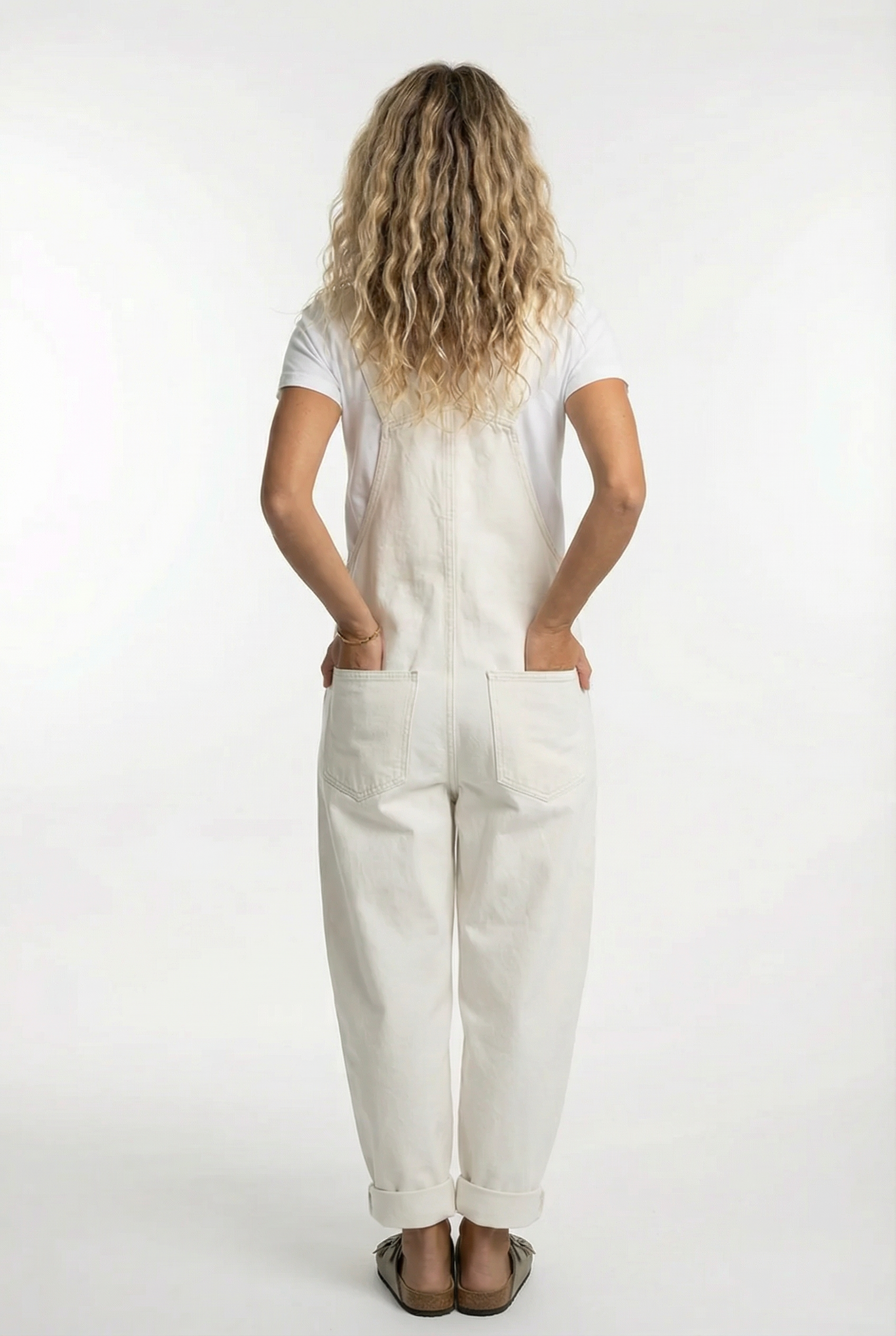 Women's Denim Dungaree Jumpsuit Wide Leg Adjustable Strap Relaxed Fit