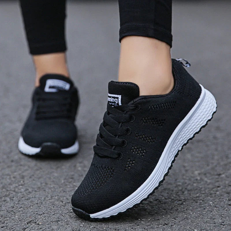 Women's Trainers Mesh Lace-Up Lightweight - Black