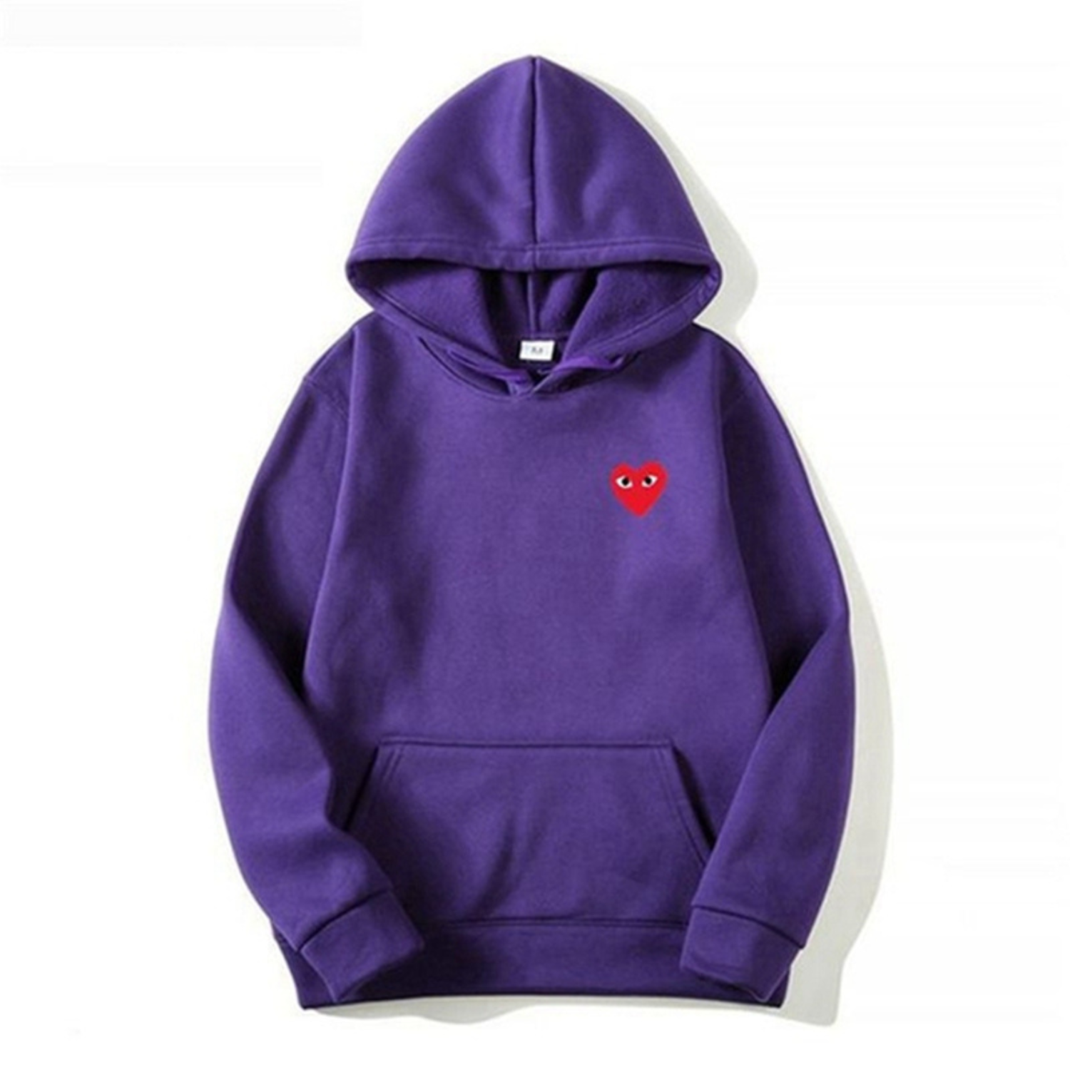 Women's hooded sweatshirt with small heart chest graphic and front kangaroo pocket