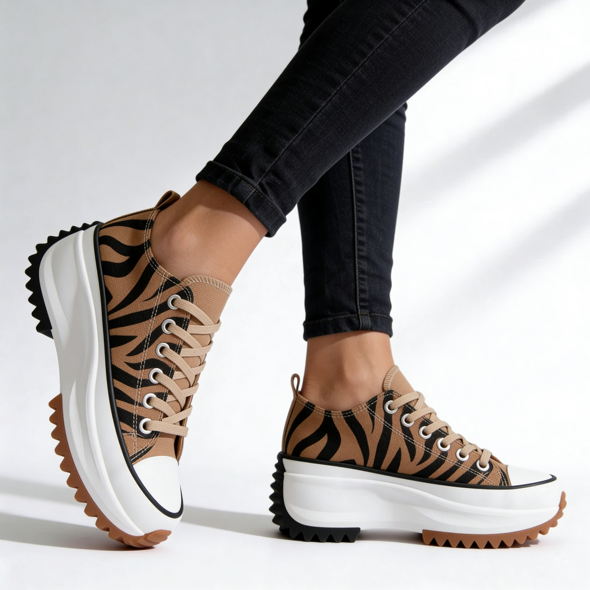 Women's platform trainers with lace-up front and chunky ridged sole