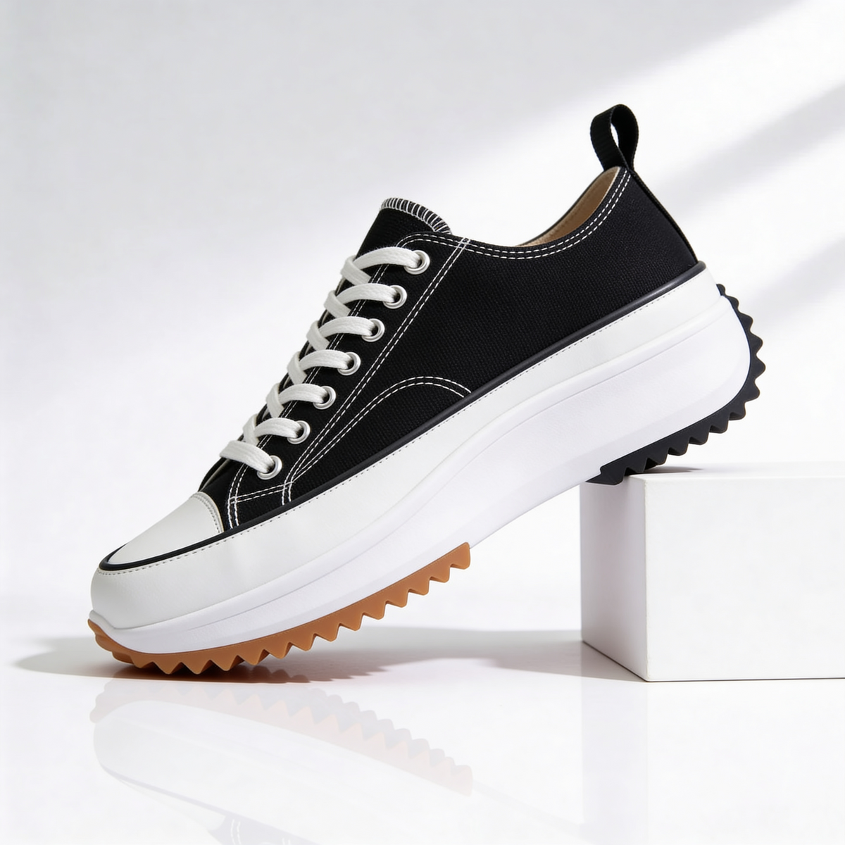 Women's platform trainers with lace-up front and chunky ridged sole