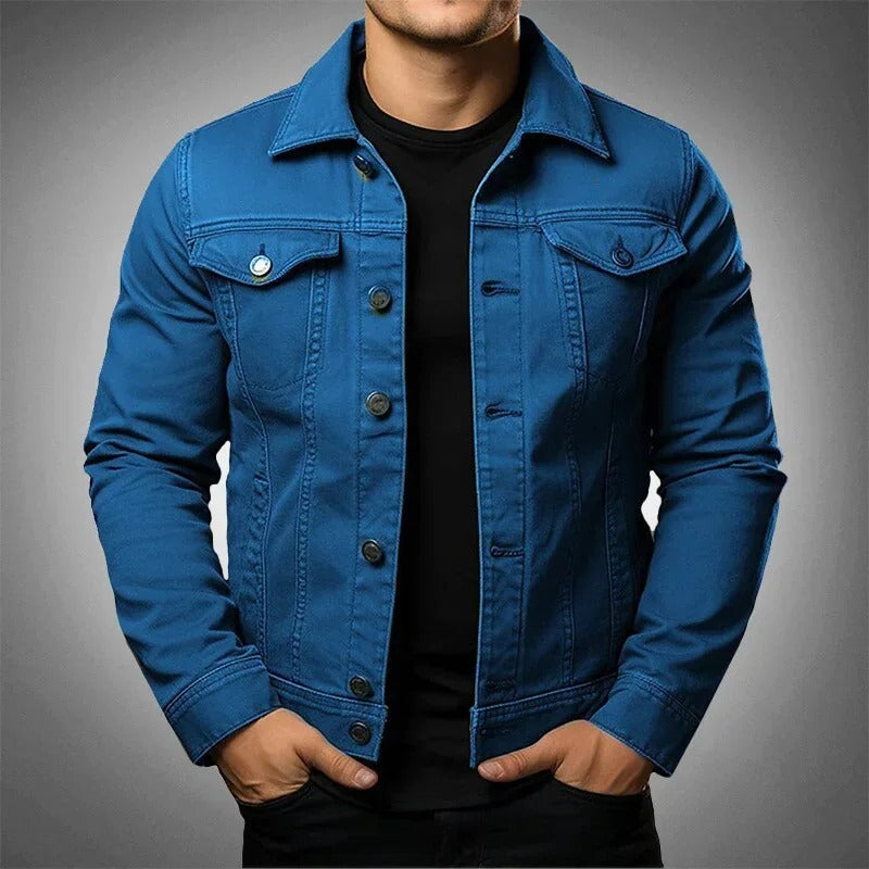 Men's Denim Jacket Slim Fit Button-Up - Blue