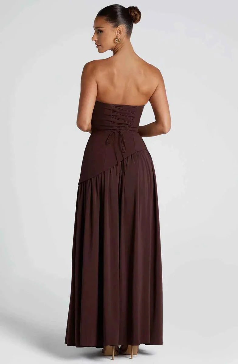 Women’s Strapless Split Draped Gown