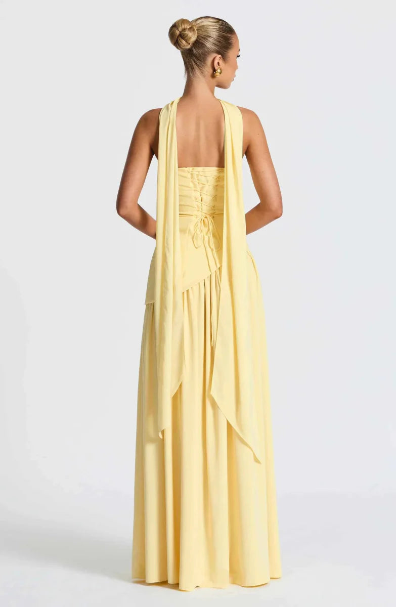 Women’s Strapless Split Draped Gown