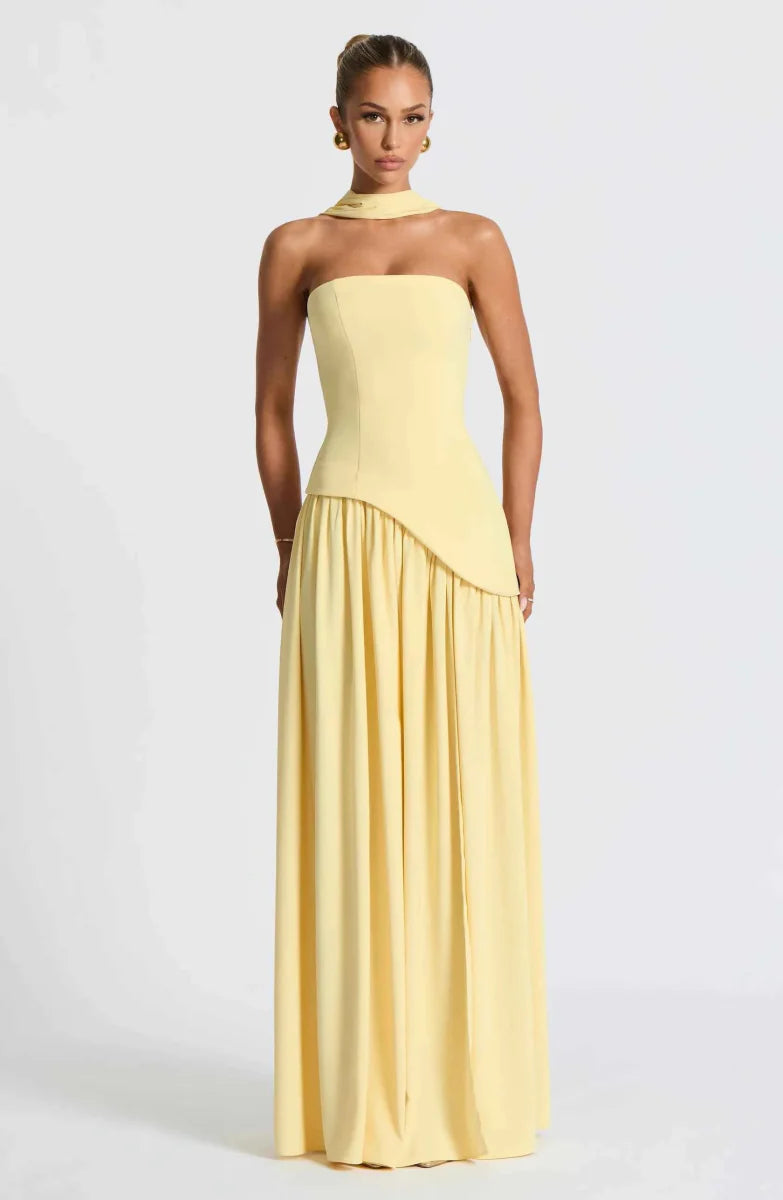 Women’s Strapless Split Draped Gown