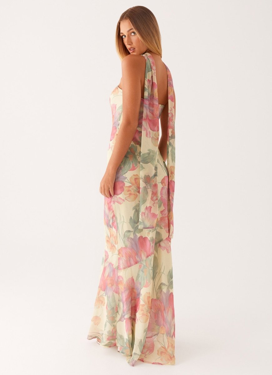 Women’s Feminine Floral Summer Maxi Dress | Cream