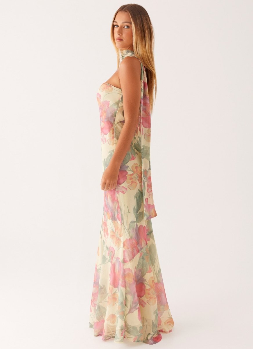 Women’s Feminine Floral Summer Maxi Dress | Cream