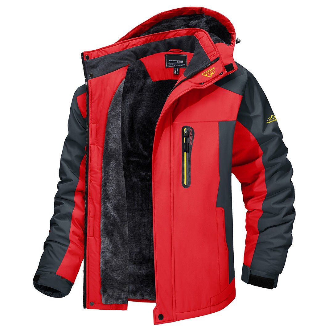 Men's colour-block hooded jacket with long sleeves, zip front and fleece-style lining