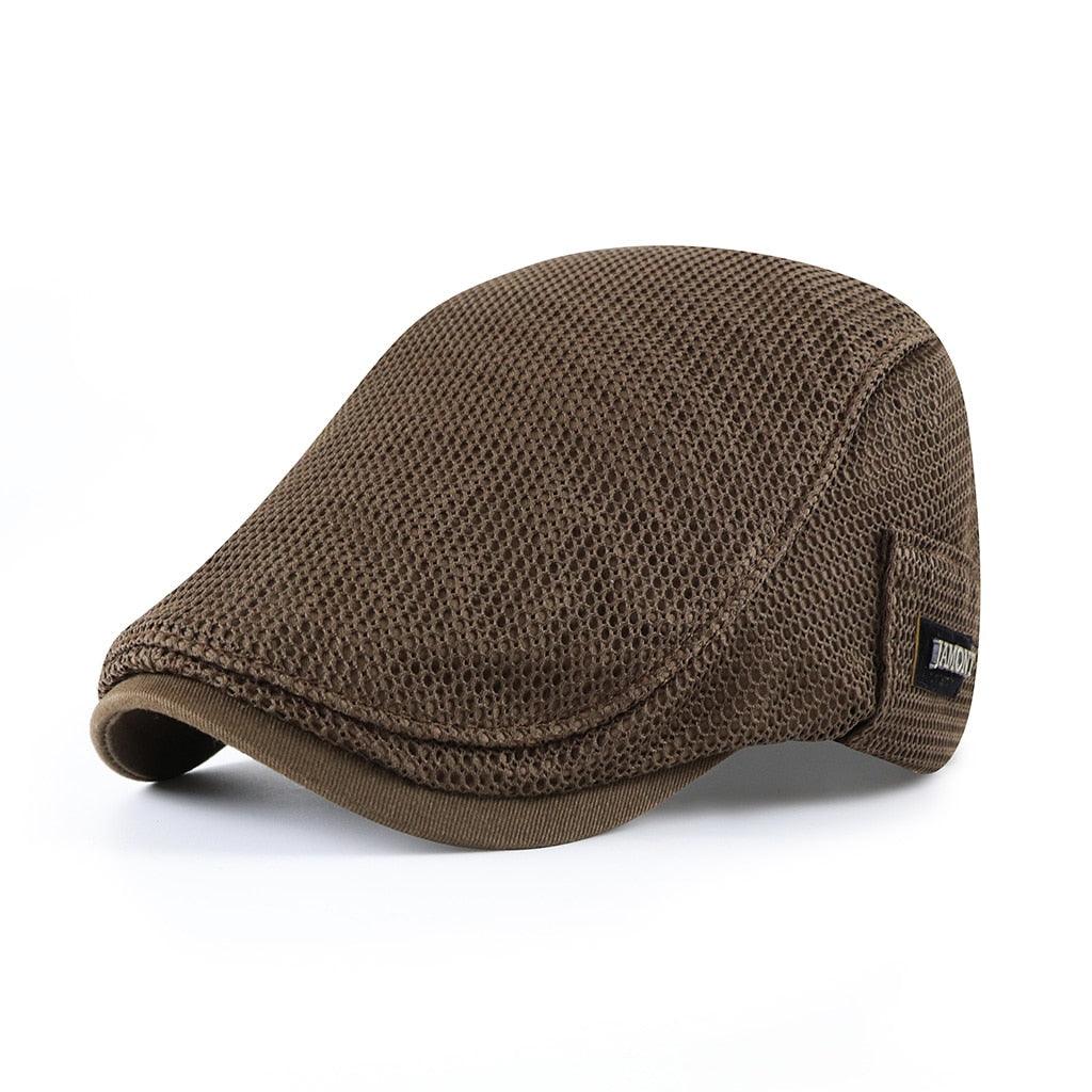 Men's Mesh Flat Cap Breathable Lightweight - Brown